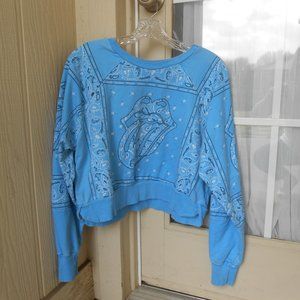 Rare Rolling Stones Robin's Egg Blue Cropped Sweatshirt